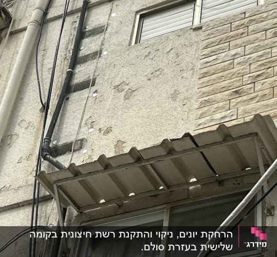 רשתות מתכת על קיר למניעת כניסת יונים